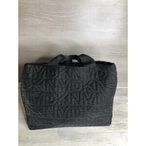 DKNY Women's Roni Quilted Faux Fur Reversible Satchel East West Black Tote NWT